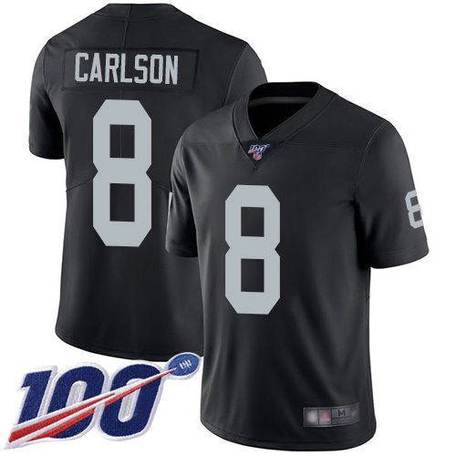 Men Oakland Raiders Limited Black Daniel Carlson Home Jersey NFL Football #8 100th Season Vapor Jersey->nfl t-shirts->Sports Accessory